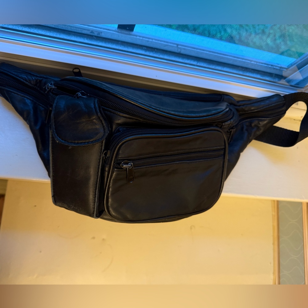Black Leather Fanny Pack